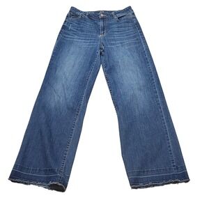 a.n.a. A New Approach Size 6T Wide Leg Jeans Distressed Frayed Hem Blue Trendy